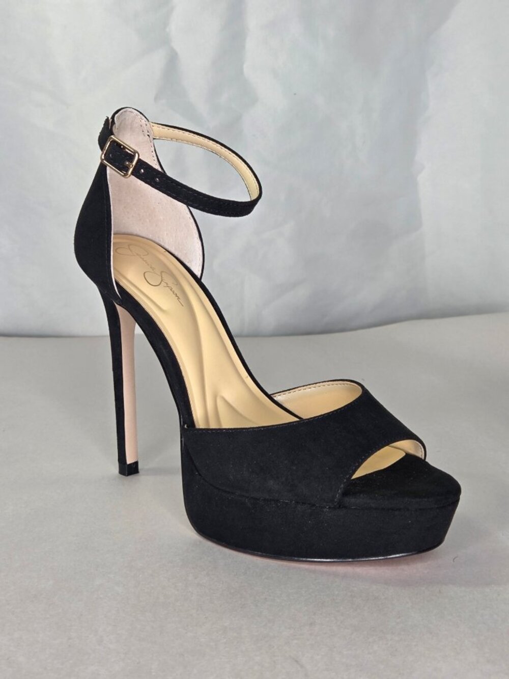 Jessica Simpson Sohilea Two-Piece Platform Dress Sandals - Black Suede, Size: 6